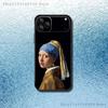 Арт Девушка В-Картина Вермеера Чехол для Телефона Для iPhone 17,16,15,14,13,12,Pro,Max,Plus,E,SE4,Air,Mini Черный Мягкий Бокс
