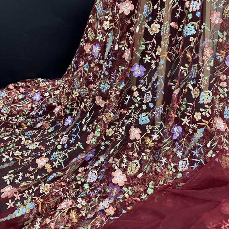 3D Цветочная Тюль Кружевная Ткань Нежная Вышивка Кружевная Ткань Для Сделай Сам Шитья Свадебного Платья Вечеринка Фон Аппликация Материал