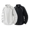 Men Half Zipper Stand Collar Loose Solid Color Long Sleeve Pullover Sweatshirt