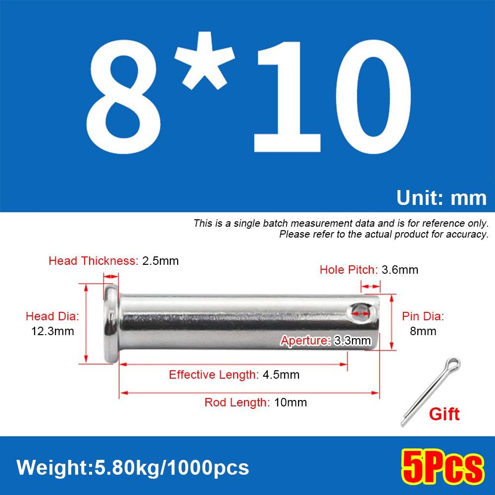 5Pcs/Set Cylindrical Positioning Pin Flat Head Plug Pin Set Durable Pin Shaft Cotter