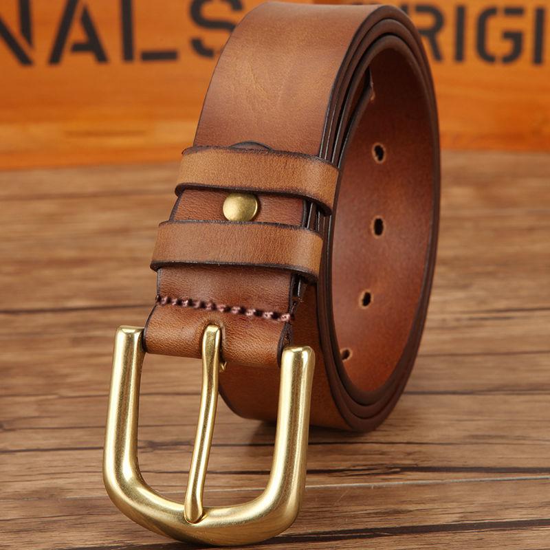 Ремень из натуральной воловьей кожи, пояс из воловьей кожи первого слоя, универсальный для мужчин и женщин молодого и среднего возраста