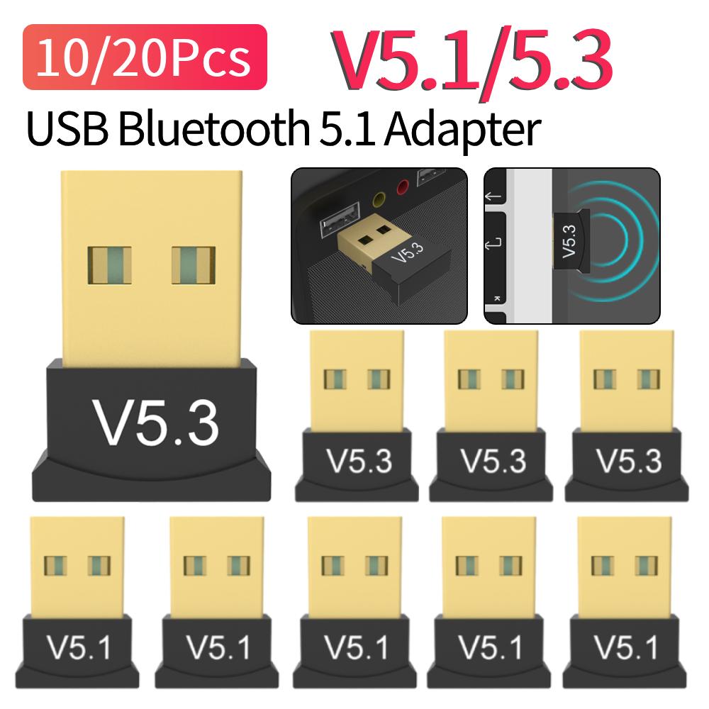10/20 шт. Беспроводной USB-адаптер Bluetooth 5.3/5.1 Поддержка Windows 11/10/8.1 BT Аудиопередатчик Plug Play Музыкальный приемник Адаптер