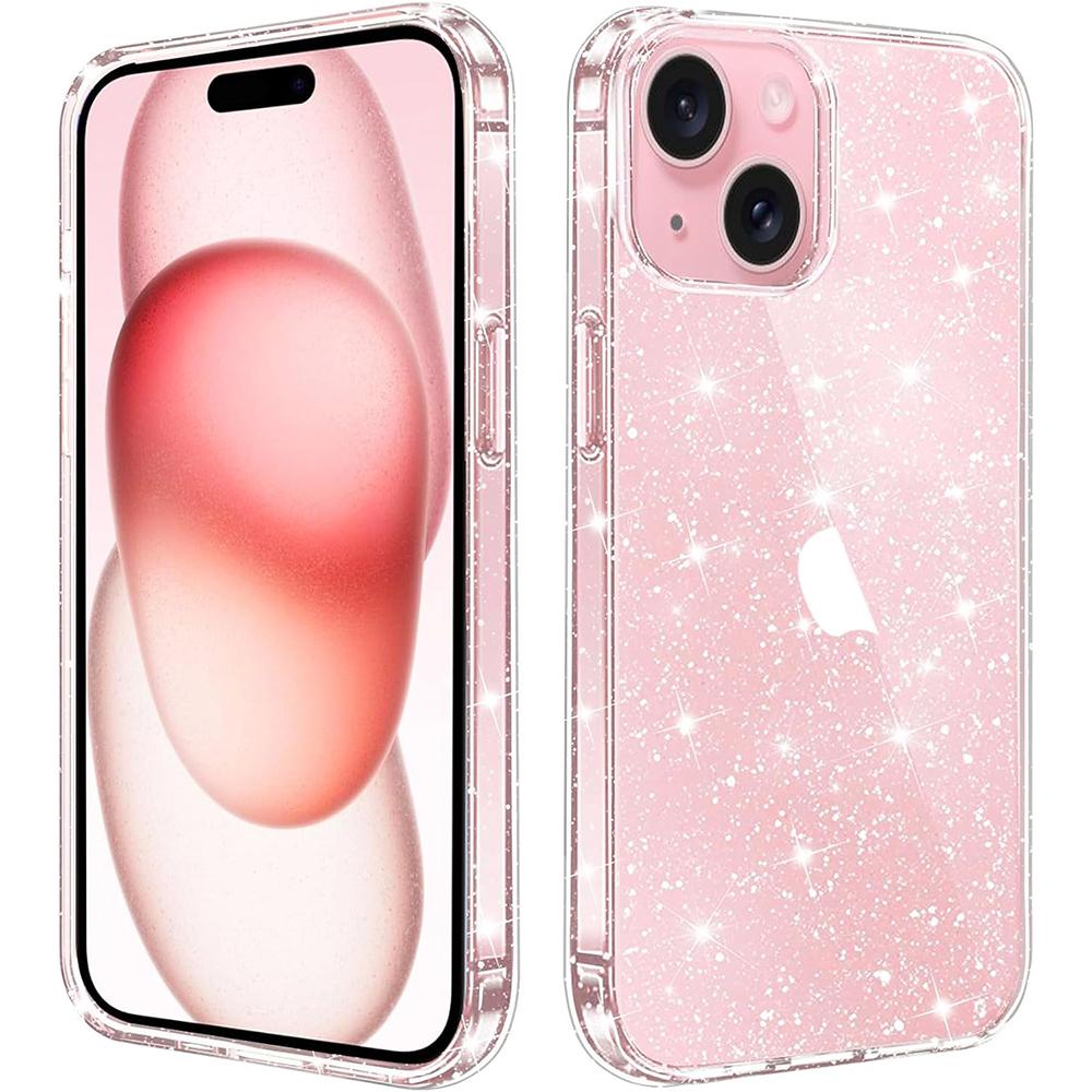 Блестящий прозрачный ТПУ чехол с блестками для iPhone 11-17, Pro Max, Mini, SE - Идеально для женщин и девушек
