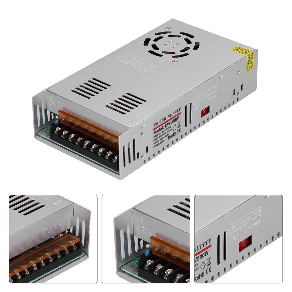 Импульсный блок питания с вентиляторным охлаждением мощностью 500 Вт, выход 12 В, 41,7 А, класс защиты IP20 для оборудования мониторинга