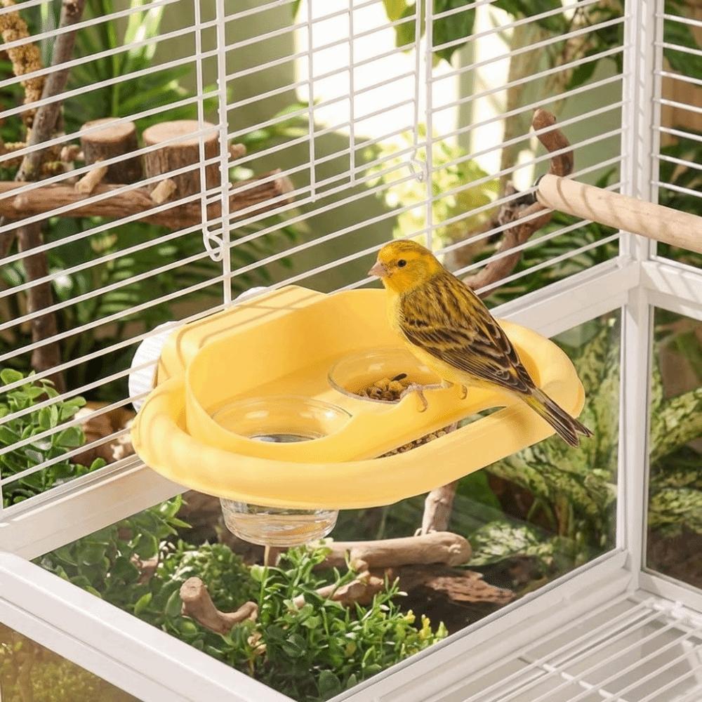 Splash-Proof Bird Water Food Bowl Stain-Resistant Bird Double-Compartment Bowl Cockatiels