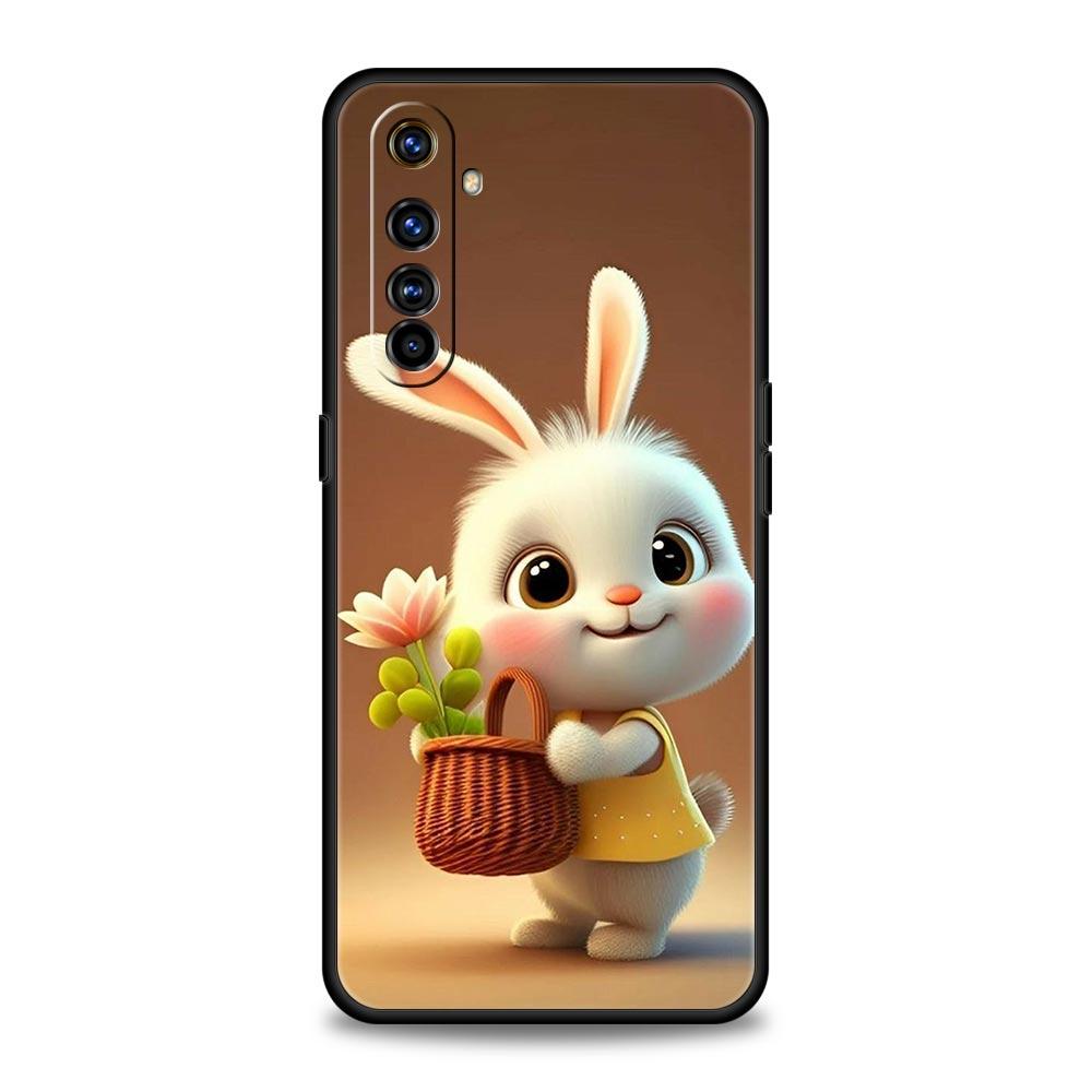 Soft TPU Case For Realme C67 C63 C55 C53 C25 C21 10 11 12 13 GT 2 3 5 Pro Plus 5G Phone Cover A Cute Rabbit With A Purple Hat