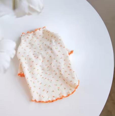 Dog Autumn Winter Flower Undershirt Home Pet T-Shirt Clothes Pet Cute Lace Teddy Puppy Clothes Dog Sweater For Small Dogs
