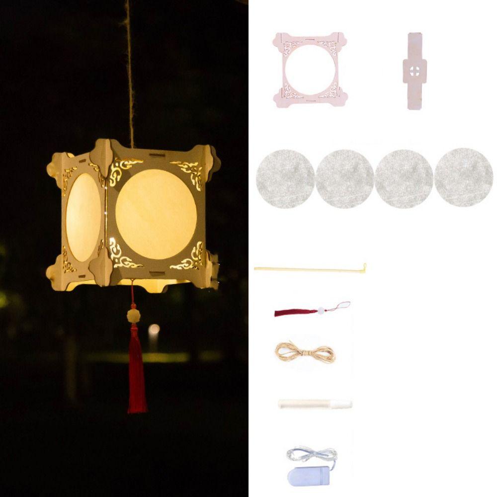 Деревянный фонарь для праздника середины осени, креативный подвесной светильник ручной работы в китайском стиле, светящийся светодиодный фонарь, декор для вечеринки