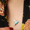 Creative Blue Enamel Hummingbird Bird Pendant Necklace for Women Trendy Clavicle Chain Birthday Collar Jewelry Gift Wholesale