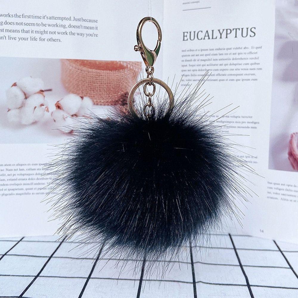 Metal Ring Fur Ball Keychain Fluffy Plush Ball Keychain Pom Pom Keyring  Bag Decoration