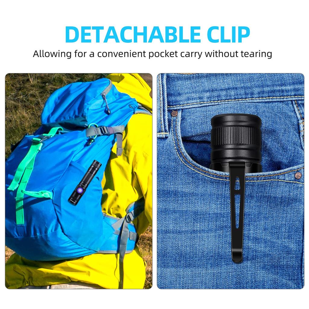 DARKBEAM UV Flashlight, 365nm & 395nm Black Light, Rechargeable USB Wood's Lamp, Ultraviolet Black Light LED, Portable - Pet Cat Urine, Stains, Resin