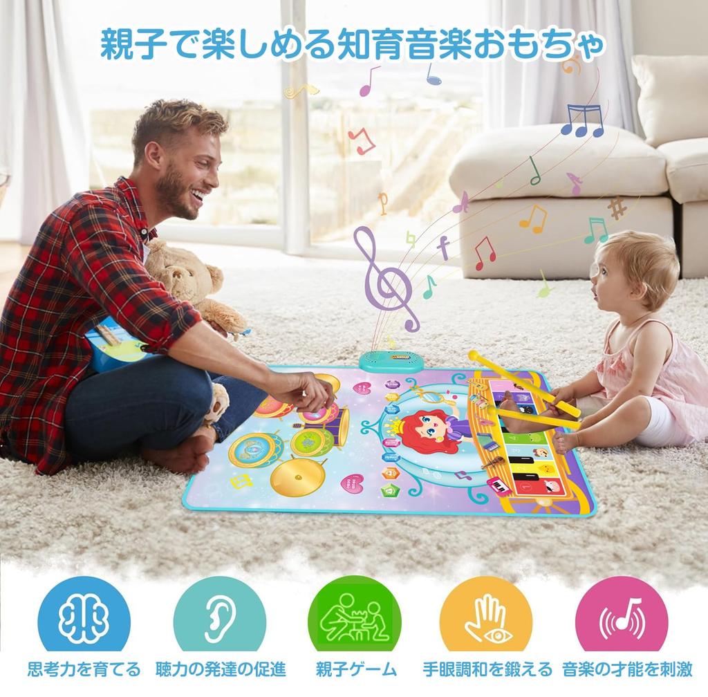 Piano Mat Toy Drum Set Multifunctional Music Mat Foldable Music Mat 8 Keys 8 Animal Sounds 17 Demo Songs 6 Instrument Sounds Recording Playback Volume