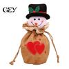 Festive Tabletop Ornament Bags Christmas Drawstring Gift Bag, Small Wrap Bags, 3D Santa Snowman Elk Holiday Treat Doll Candy Storage for Fruits,