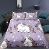 Unicorn Bedding Set King Queen White Pink Unicorn Duvet Cover For Girls Boys Dreamy Cartoon Sparkle Lilac Polyester Quilt Cover