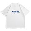 Wassup Heods Short-Sleeved T-Shirt for Men, Flame Trendy Brand, 2022 Summer Casual Top, Couple's National Trendy Brand Heavyweight