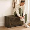 100L Home Storage Box With Safety Hinge Rustic Brown Wood Effect
