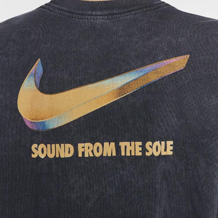 Nike Винтажная спортивная футболка оверсайз с коротким рукавом и круглым вырезом для женщин Топы Черный HF9692-010
