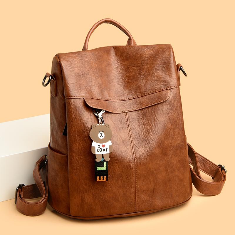 Женский небольшой рюкзак, многослойная сумка через плечо из мягкой кожи большой вместимости