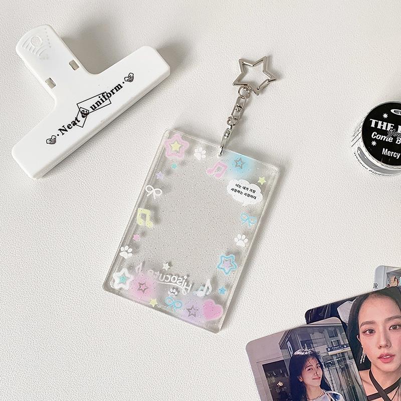 Красочные граффити Прозрачный Kpop 3-дюймовый держатель для фотокарточек Карман для карточек Маленькая карточка Кирпич Школьный рюкзак брелок Подвеска