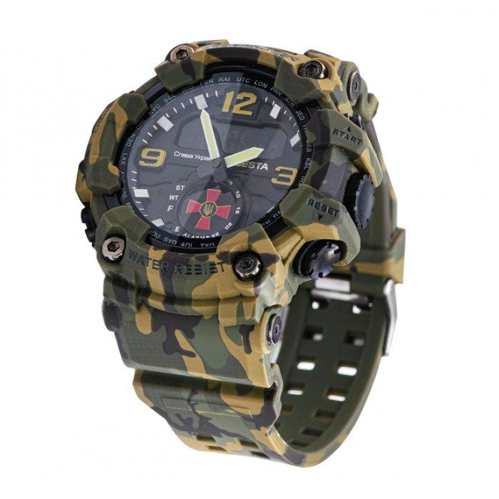 Мужские спортивные тактические часы Besta Brave ZSU Army Green с гербом армии Украины