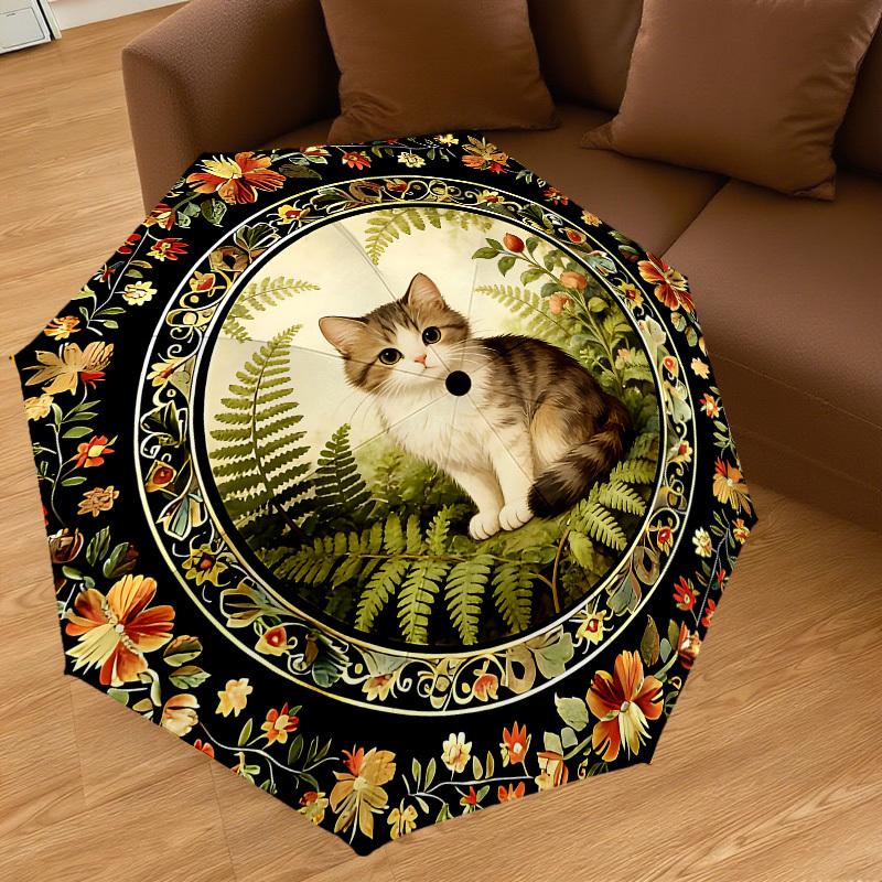 1PC cat, floral Umbrella-8-Rib Reinforced, Automatic Open, Lightweight & Durable, Cute Fashion Accessory for Outdoor-K1255