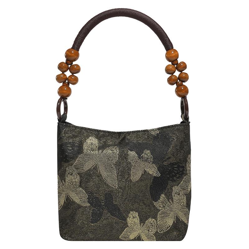 Осень 2025 Вышитая женская сумка-тоут под мышкой: Универсальный повседневный стиль ведра на плечо