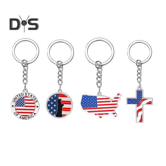 1/4 шт. Сохраните Америку великой снова, брелок в форме креста Богини с узором флага США, металлический брелок для политических энтузиастов