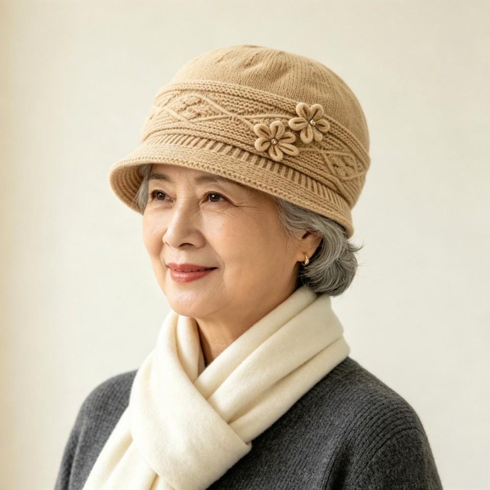 Windproof Mom Knit Hat Fleece Lined Knitted Beanie Gift Ready Winter Bucket Hat Winter Commuting