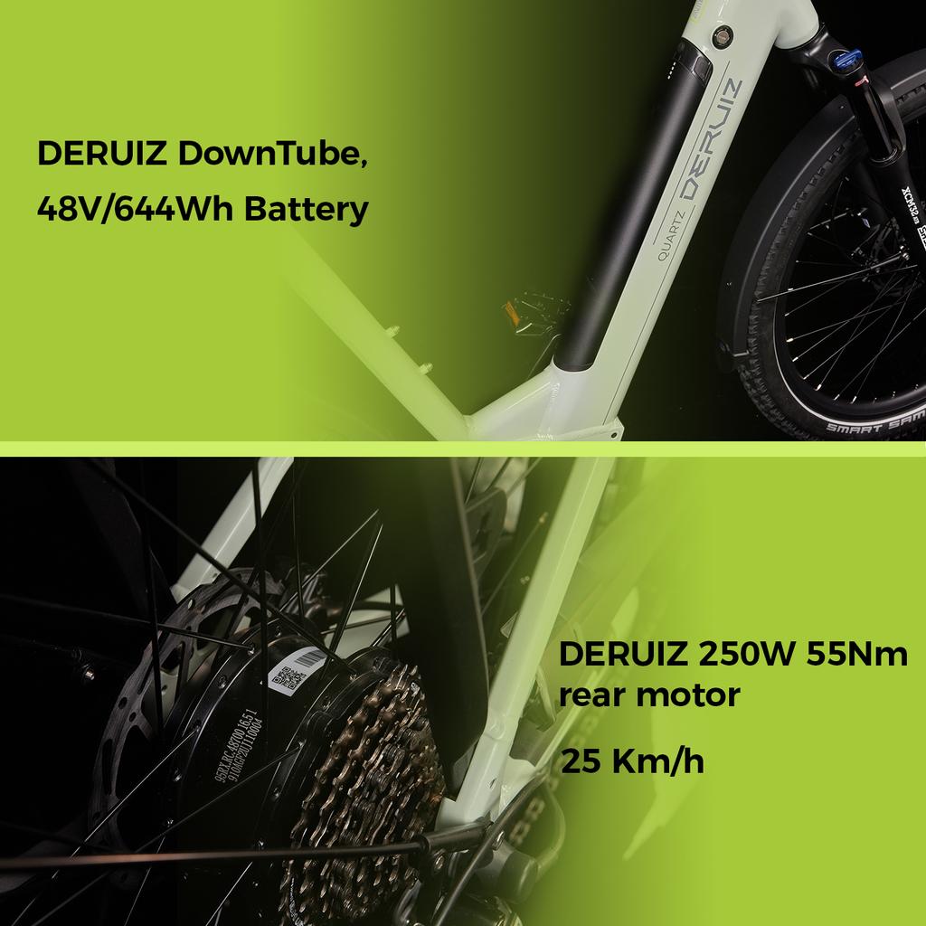 DERUIZ Electrice Bike Quartz SUV Ebike 27.5'' MTB Electric Bike for Adults,250W Motor,48V13.4Ah Battery,Hydraulic Disc Brakes Up to 161KM
