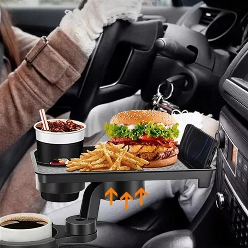 High Quality Universal Car Cup Holder Tray - 360 °   Rotating Adjustable Dual Cup Organizer