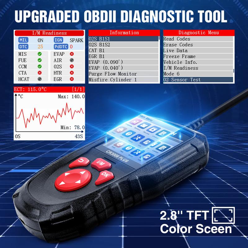 LAUNCH X431 CR3008 PLUS Полный OBD2 Диагностические Инструменты Автомобильный OBD OBD2 Автомобильный Сканер Проверка Двигателя Аккумулятор Бесплатное Обновление Онлайн
