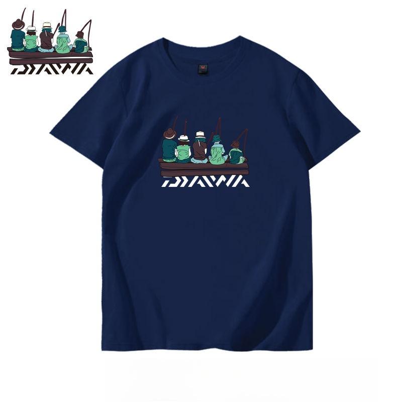 Outdoor Fishing Short-sleeved T-shirt Men's Cotton Loose Fishing Friends Party Clothes Summer New Sea Fishing Half-sleeved Tide