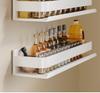 Настенная кухонная стойка в кремовом стиле: Многофункциональное белое хранилище без перфорации для приправ и специй