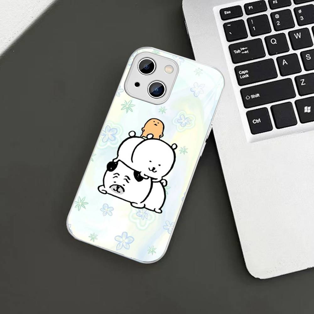 Cute Joke Bear Tempered Glass For Iphone 14 13 12 11 Pro Mini XS MAX 14Plus X XS XR Fundas