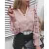 Spring and Autumn Fashion Lace Long Sleeve Hollow Women's Blouses & Shirts