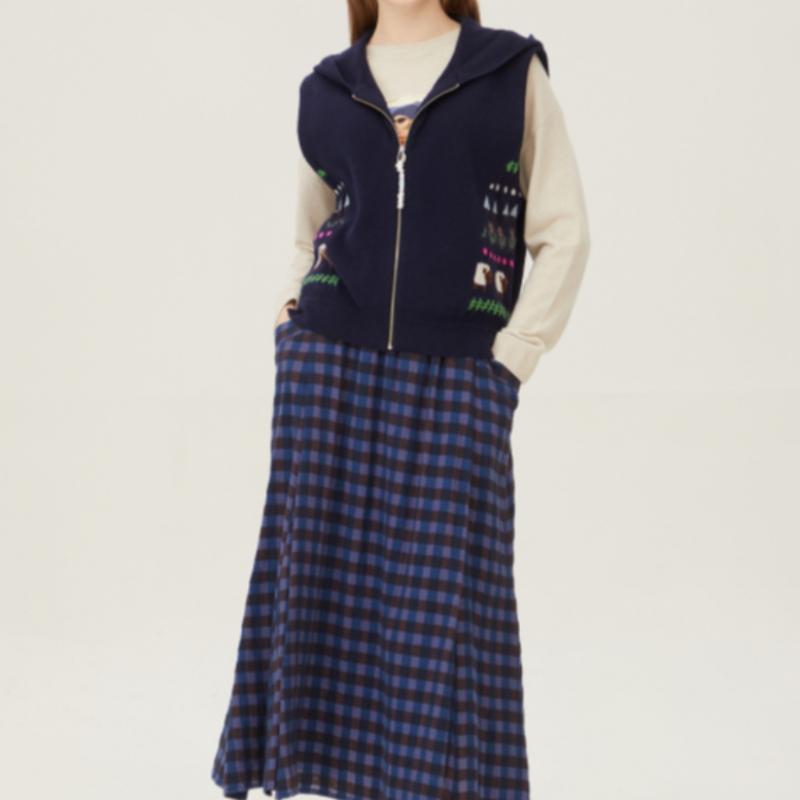  Benetton Benetton Жаккардовый трикотажный жилет с капюшоном и застежкой-молнией Bakva1461 Ny