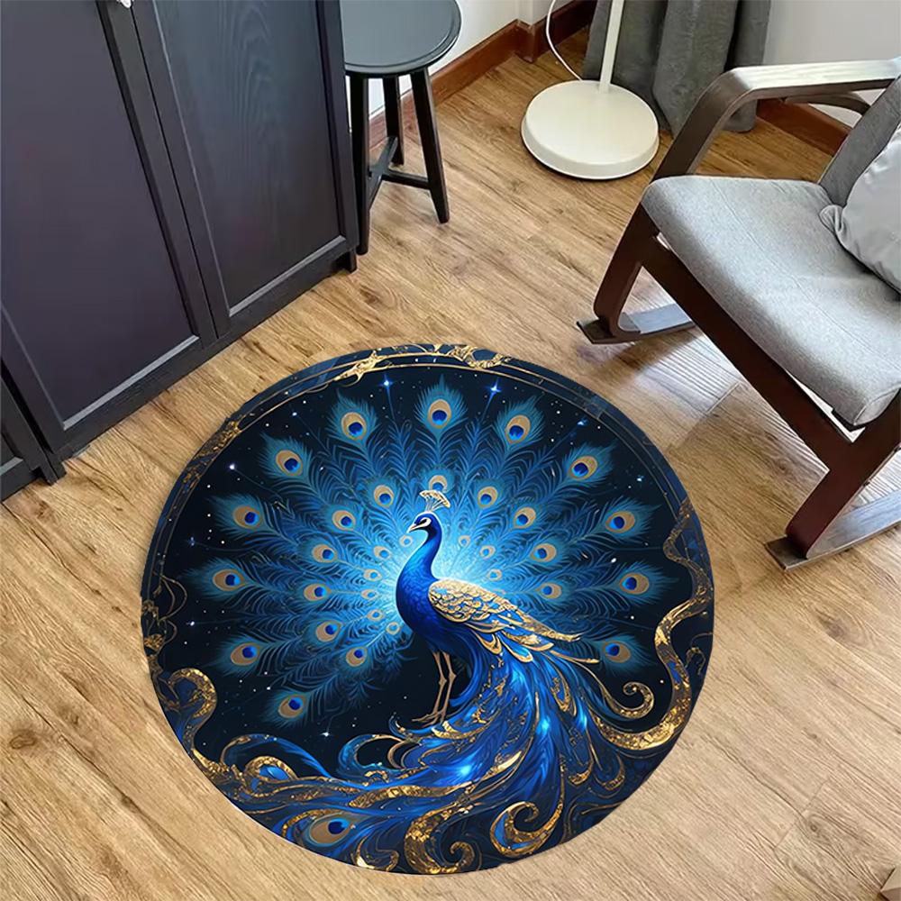 1pc home carpet peacock design non-slip rug for office decor and living room gift ideas