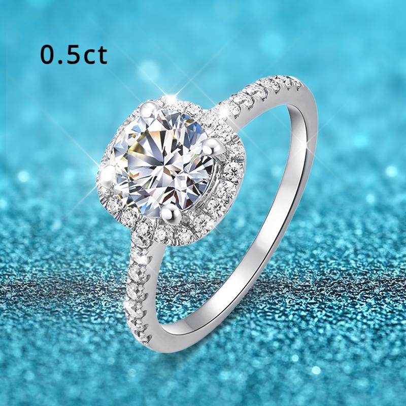 100% Moissanite Rings 1CT 2CT 3CT Brilliant Diamond Halo Engagement Rings For Women Girls Promise Gift Sterling Silver Jewelry
