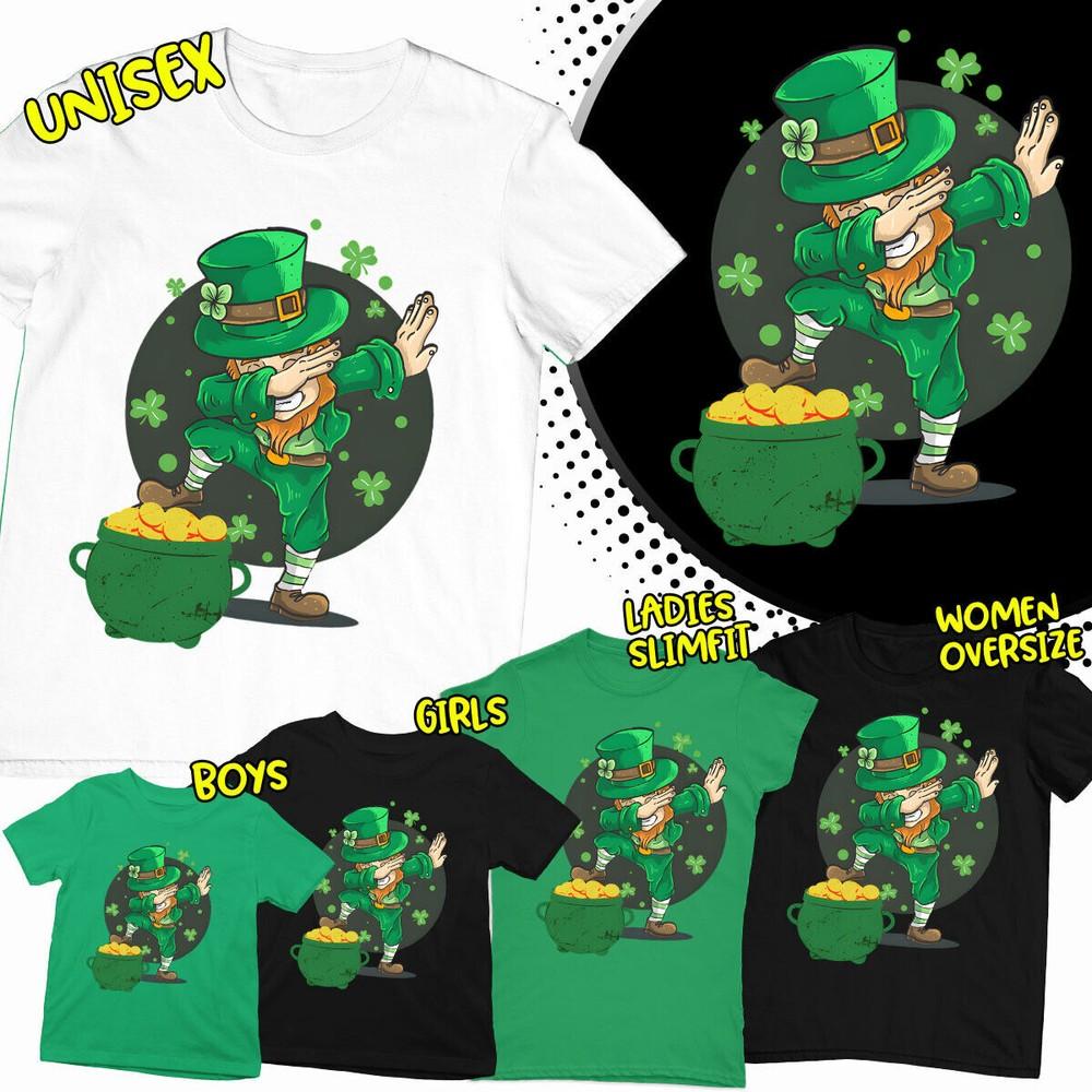 St Patricks Day Dabbing Leprechaun Irish Paddys Ireland T-Shirts Tee Top #SPD