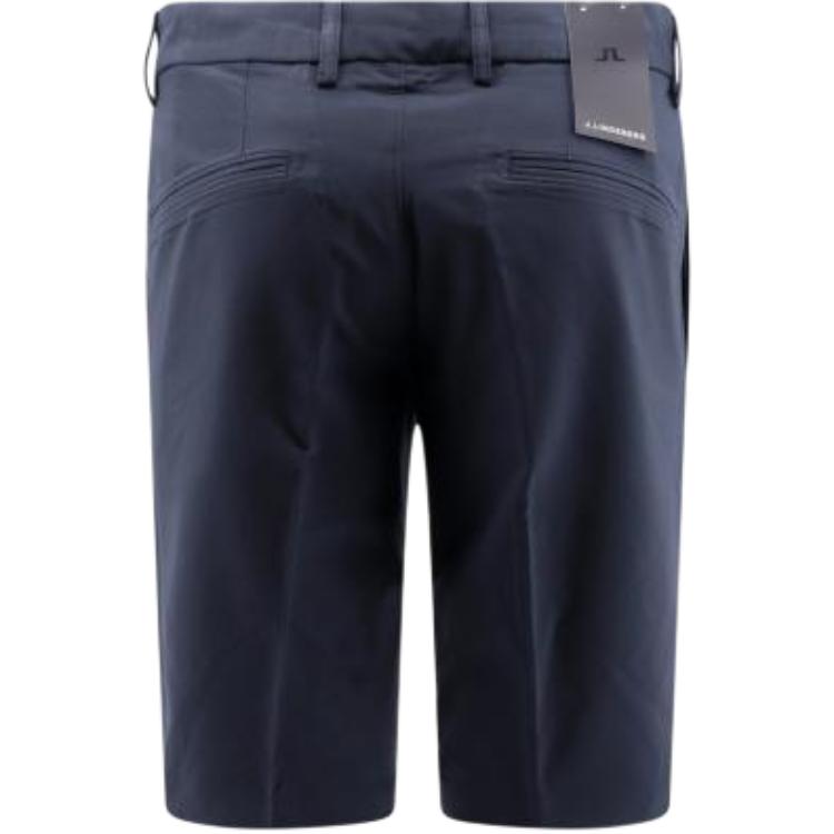 J.Lindeberg Solid Color Button Closure Mid Rise Fitted Casual Shorts Men shorts Navy-Blue GMPA07905-6855
