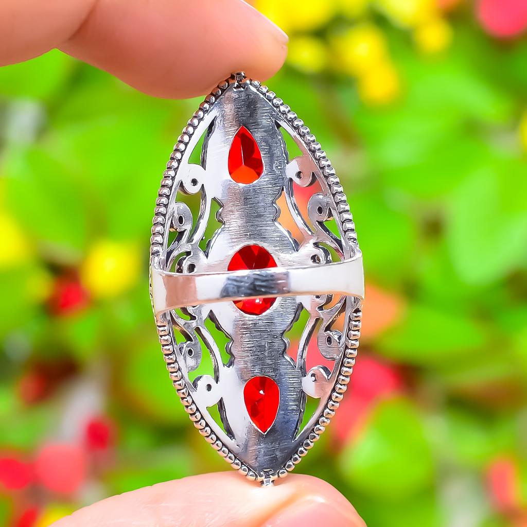 Мозамбикский гранат драгоценный камень 925 стерлинговое серебро подарок ювелирное кольцо размер 7