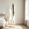 Modern Standing Coat Tree with Round Shelf and Vertical Hook Arrangement, Elegant Hallway Stand, Multifunctional Clothes Rack