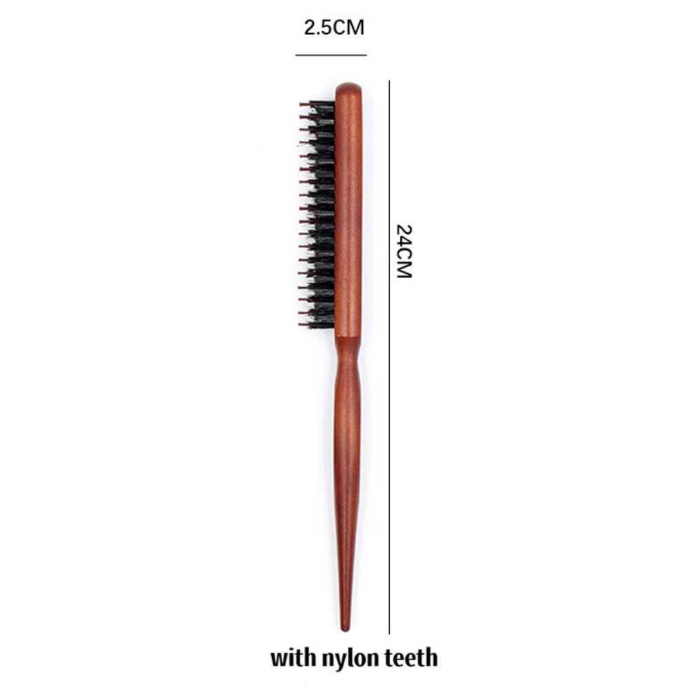 Wooden Handle Pointed Tail Comb Durable Boar Bristle Comb Fashion Fluffy Hair Beating Comb
