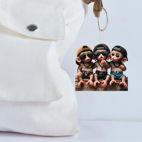 2D акриловый кулон, подвесное украшение со шнурком, легко подвешивается, мультяшная обезьяна, животное, рождественская елка, подвеска, универсальное украшение