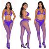 European and American sex underwear hot diamond fishing net socks small mesh pants sexy belt diamond strap bikini set TZW