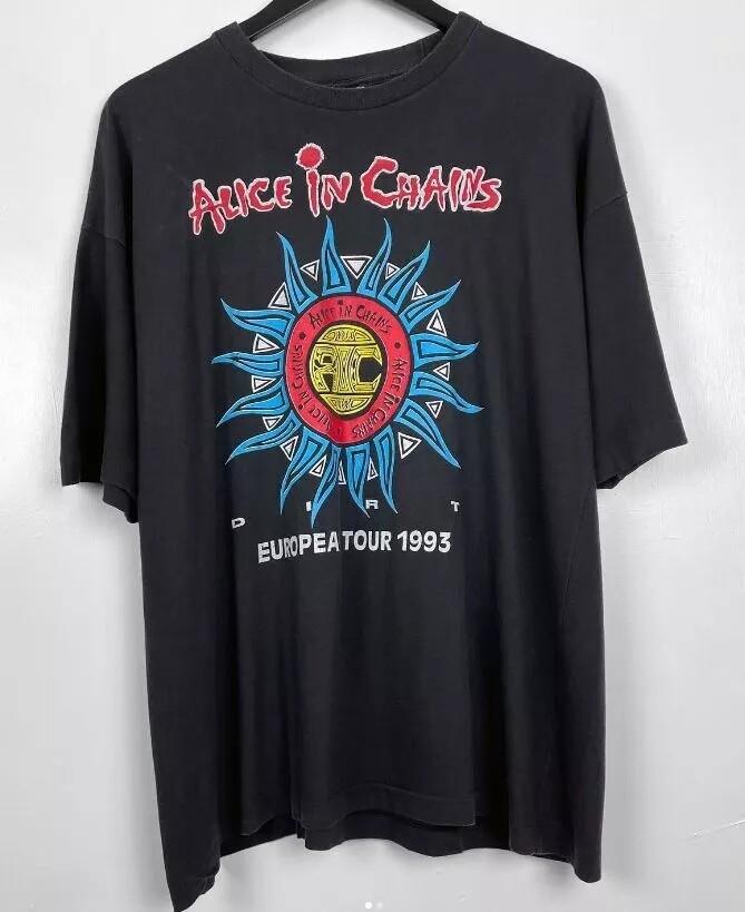 Alice In Chains Tour 1993 Band Black Short Sleeve Reprint T-shirt Unisex S-5XL