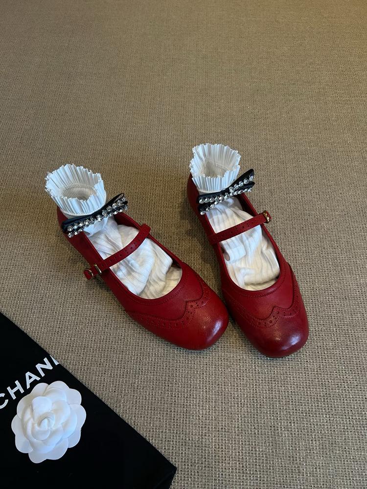 Балетки Carved Brock, французские туфли Мэри Джейн, ретро-туфли из кожи, женские весенние и осенние туфли на плоской подошве, легкие однотонные туфли