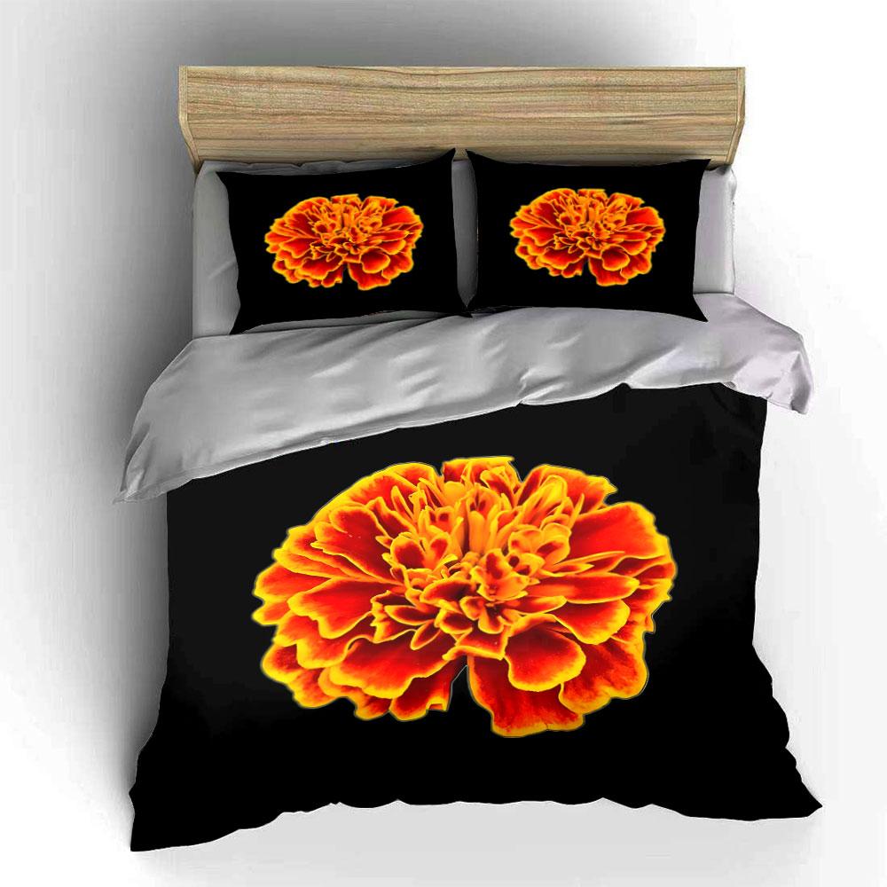 Colorful Floral Decoration Set Bedding Set with 1 Duvet Cover 2 Pillowcases Single Double King Queen, Gift