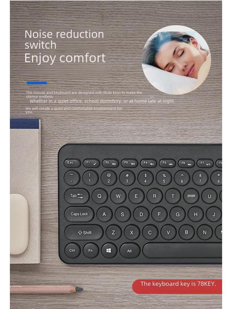 Беспроводная бесшумная клавиатура и мышь Chocolate Keycap для офисного и портативного использования с быстрой доставкой