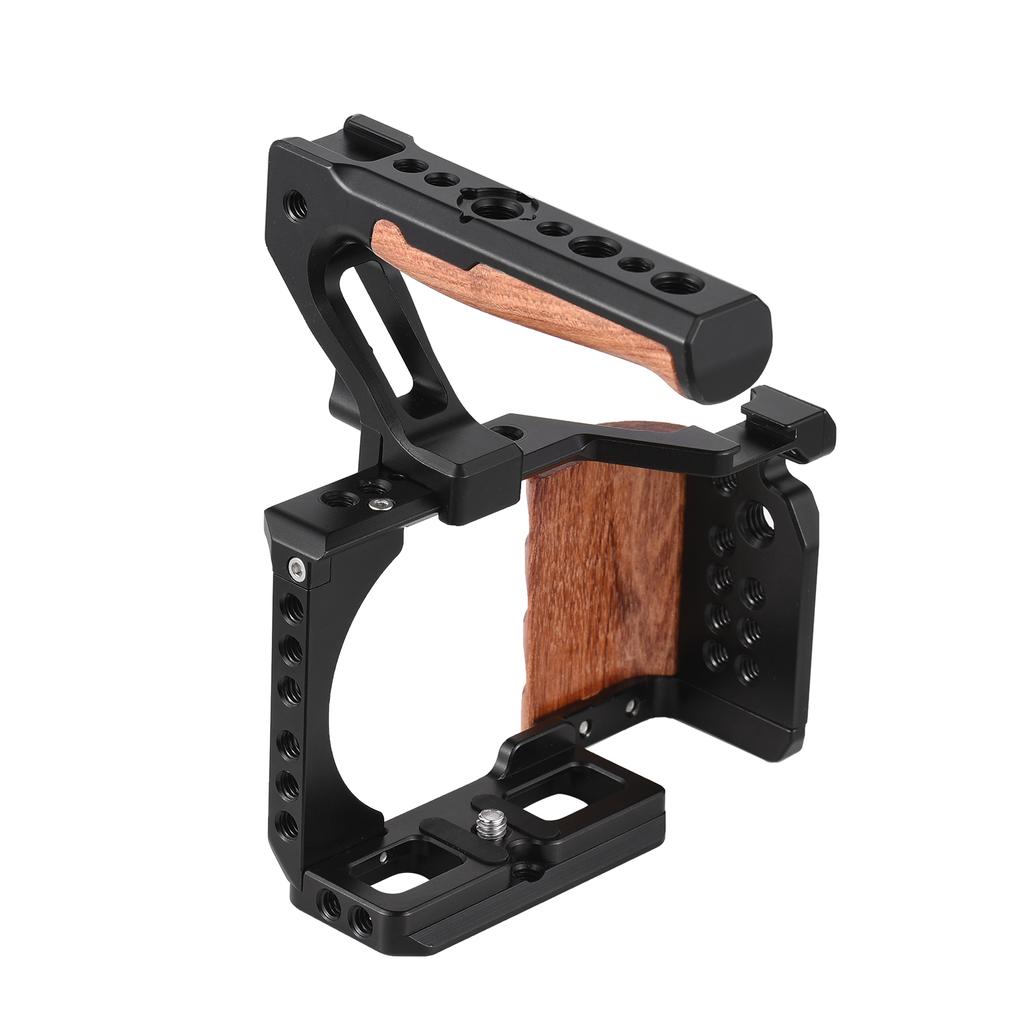 Andoer Camera Cage + Top Handle Kit Aluminum Alloy Video Cage with Cold Shoe Mount 1/4 Inch & 3/8